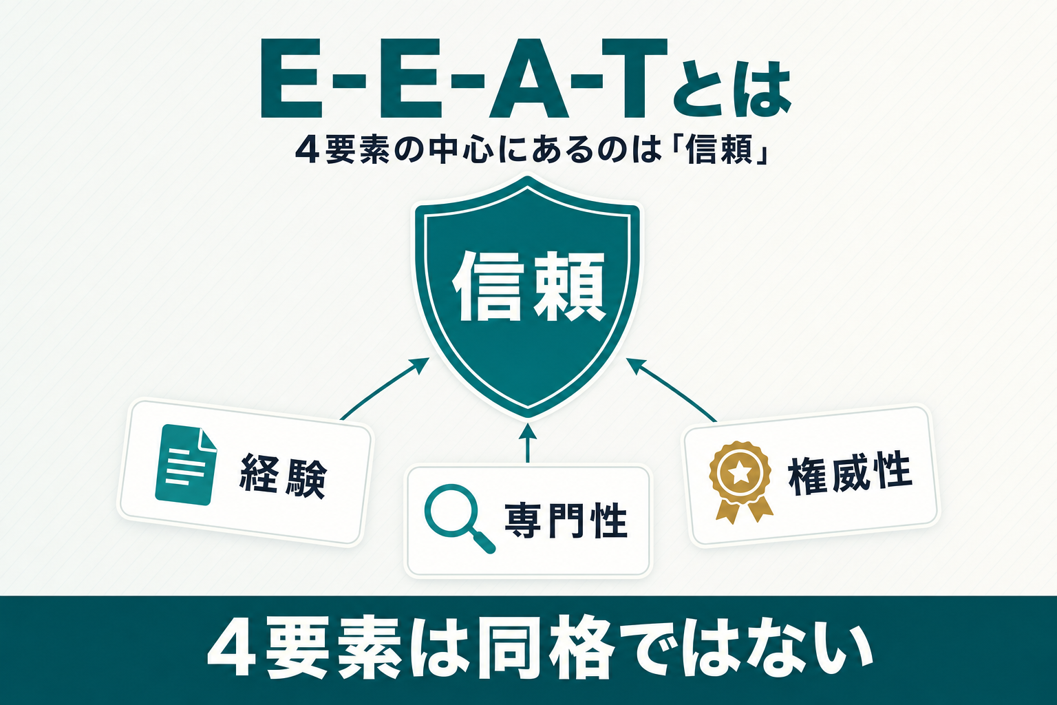 E-E-A-Tとは？ランキング要因ではない理由と高め方を解説のアイキャッチ画像