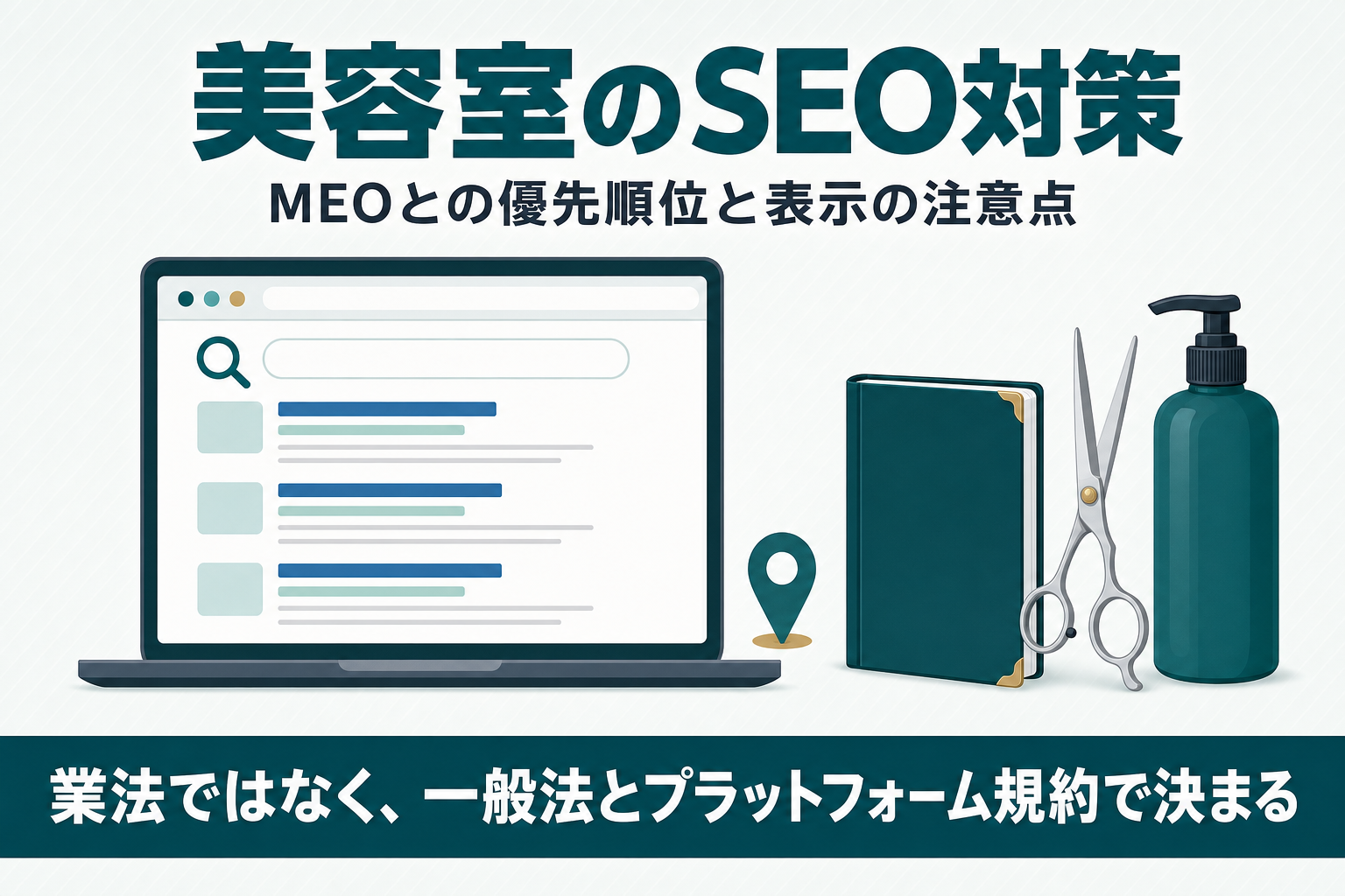 美容室のSEO対策｜MEOとの優先順位と薬機法表示の注意点を解説のアイキャッチ画像
