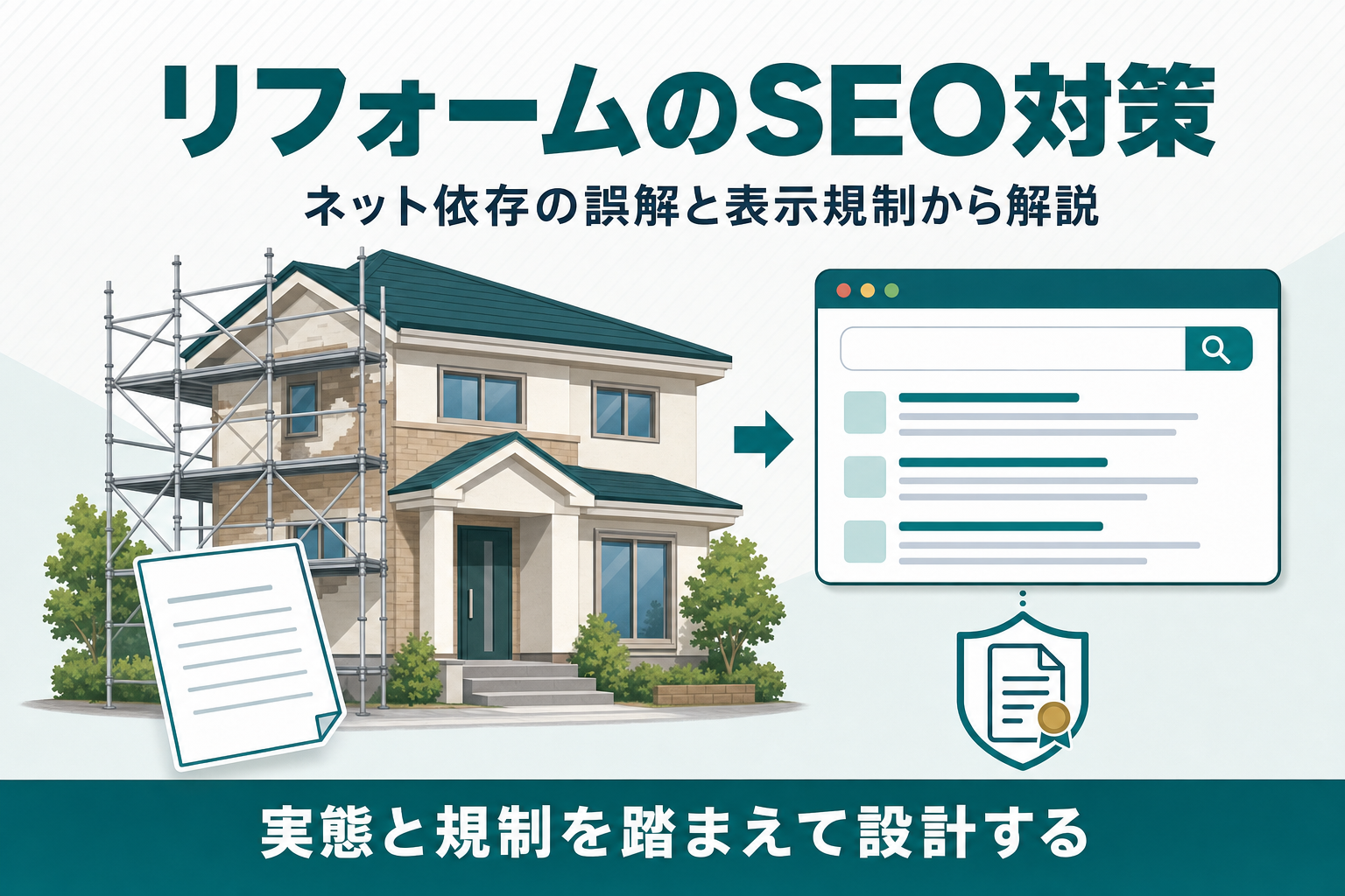 リフォームのSEO対策は何が違う？ネット依存の誤解と表示規制から解説のアイキャッチ画像